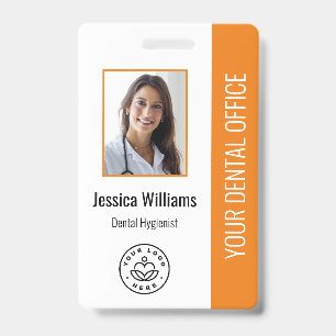 Your Dentist Office Logo Photo ID Orange Badge