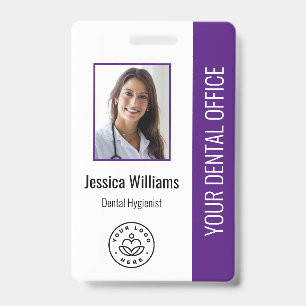 Your Dentist Office Logo Photo ID Purple Badge