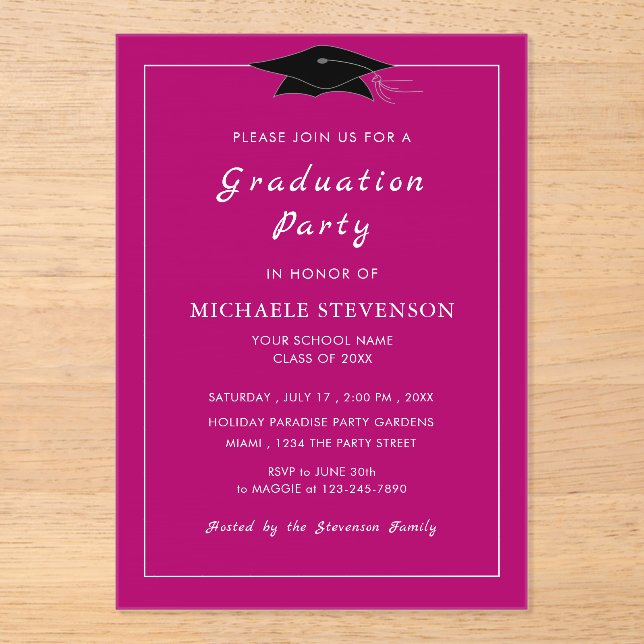 Your Design Acrylic Graduation Invitation Template (Front)