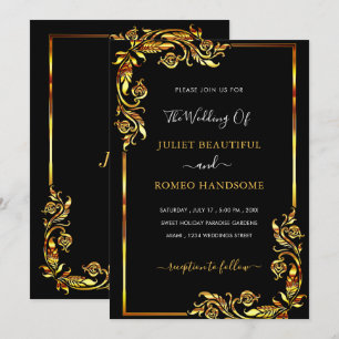 Your Design Black Gold Wedding Invitation Template