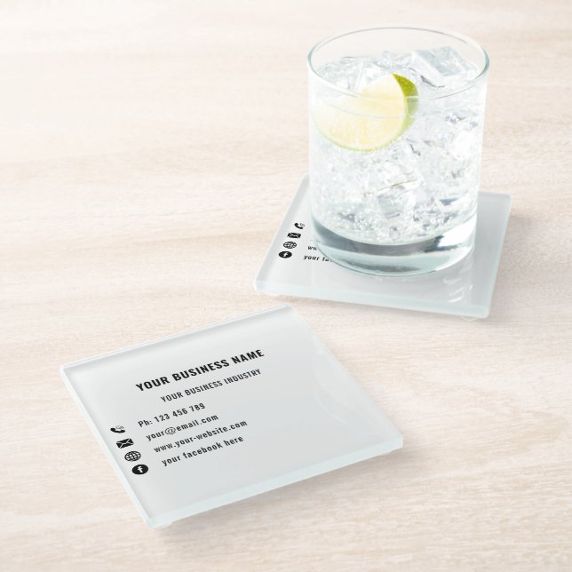 Your Design Business Branded Glass Coaster Example (Angled)