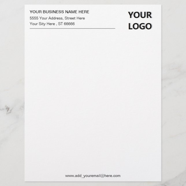 Your Design Business Letterhead Example with Logo (Front)