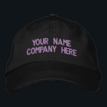 Your Design Custom Text Embroidered Baseball Hat<br><div class="desc">Choose Fonts and Colour - Personalised Design Your Own Hats with Custom Text - Add Your Text - Name - Company / Number / Letter / Slogan - Tagline / or Website , Phone , E-mail , Social Media Handle , Address / More - Choose Colour / Size / Font...</div>