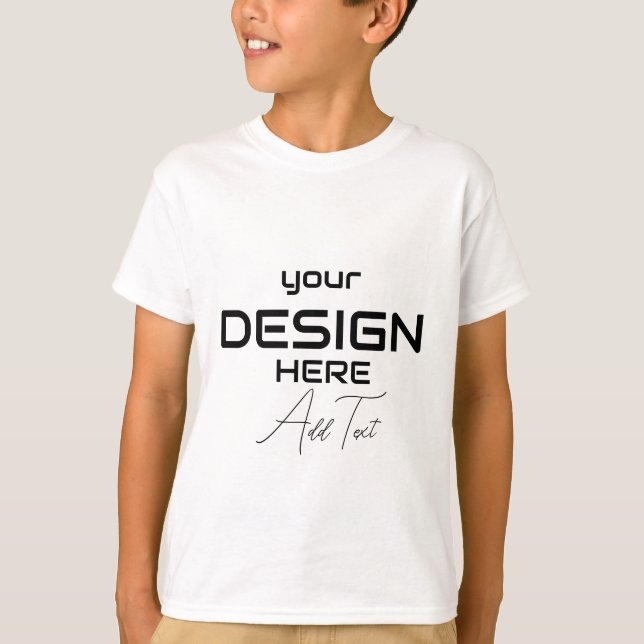 Your Design Here White Plain T-shirt Mockup (Front)
