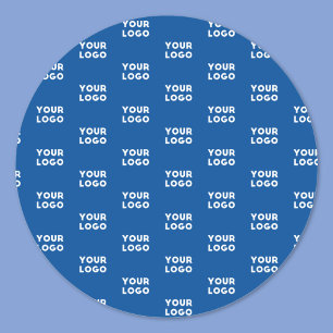 Your Design or Business Logo Blue Tiled Pattern Classic Round Sticker