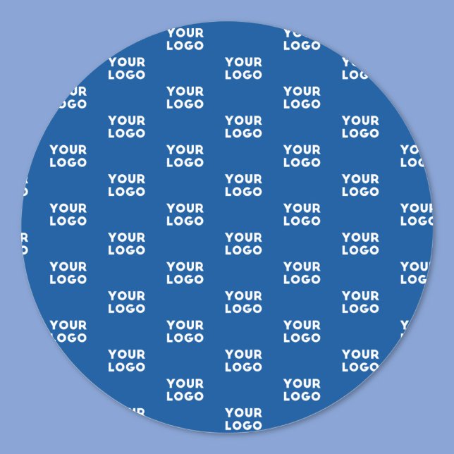 Your Design or Business Logo | Blue Tiled Pattern Classic Round Sticker (Creator Uploaded)