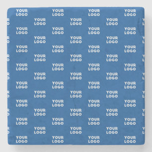 Your Design or Business Logo   Blue Tiled Pattern Stone Coaster