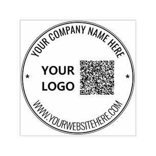 Your Design QR Code and Logo Round Stamp Template