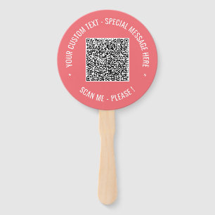 Your Design QR Code Custom Text Hand Fan Template