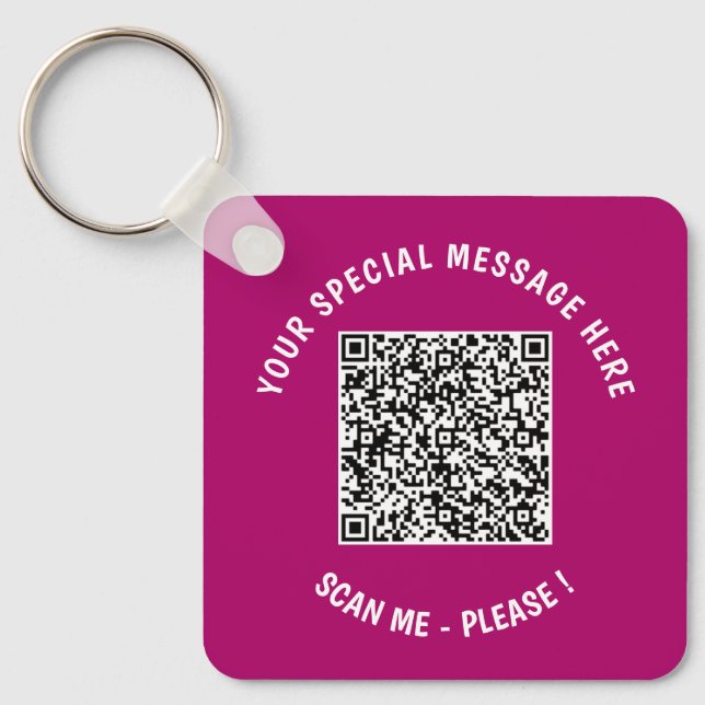 Your Design QR Code Keychain Example Custom Text (Front)