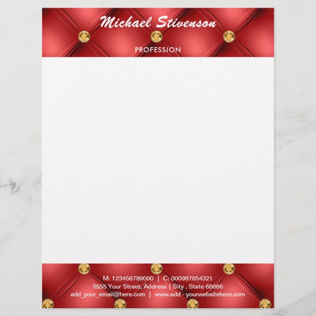 Your Design Red Gold Letterhead Example (Front)