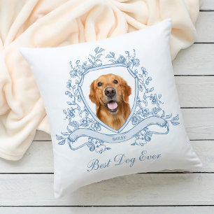 Your Dog in a Chinoiserie Crest Best Dog Ever Cushion