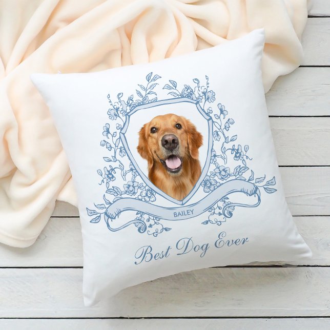 Your Dog in a Chinoiserie Crest | Best Dog Ever Cushion (Creator Uploaded)