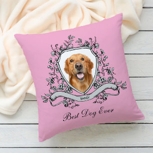 Your Dog in a Floral Crest   Best Dog Ever Cushion