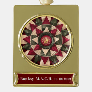 Your Dog Master Agility Ribbon Personalized  Gold Plated Banner Ornament