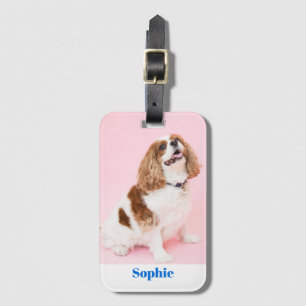 Your Dog or Pet Photo, Blue Name, Vs 2 Luggage Tag