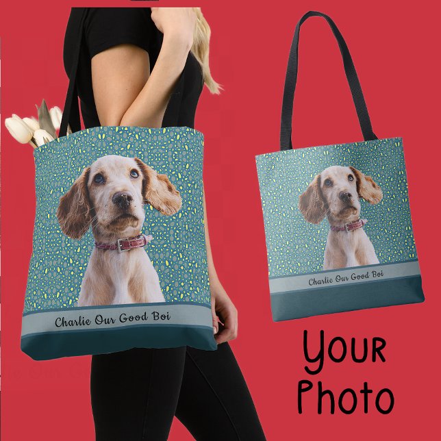 Your Dog Photo Name Font Colour Options  Tote Bag (Creator Uploaded)