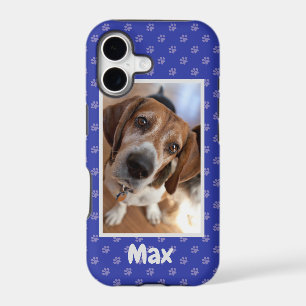 Your Dog Photo & Name Puppy Dog Paw Royal Blue