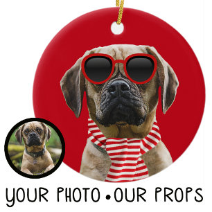 Your Dog Photo w/Fun digital Christmas Accessories Ceramic Tree Decoration