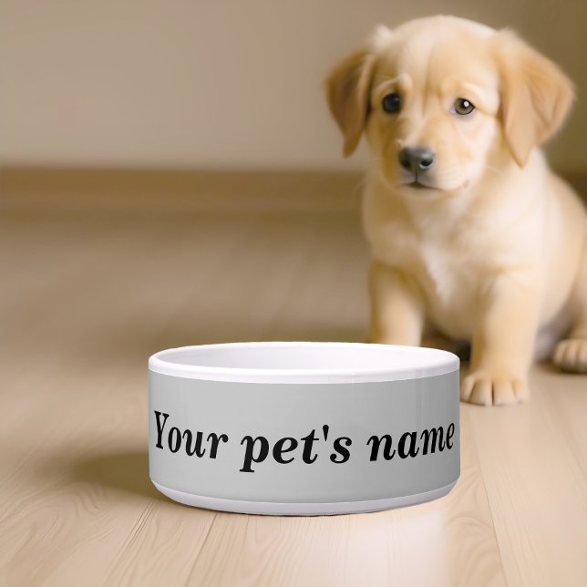 Your Dog’s Name With Gray Background on Pet Bowl (Pet bowl with your pet's name on gray background)