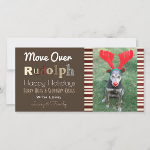 Your Dogs Christmas Reindeer w/Vertical Photo Holiday Card