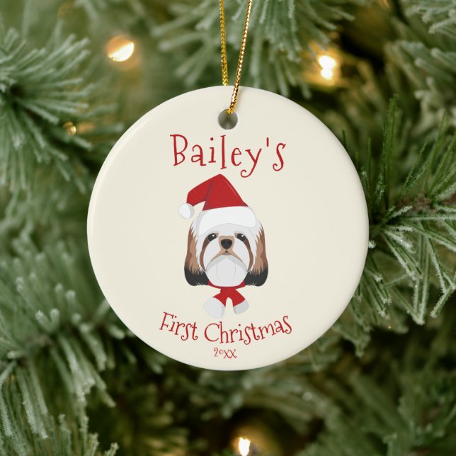 Your Dog's First Christmas - Cute Shih Tzu  Ceramic Tree Decoration (Tree)