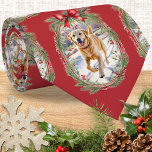 Your Dog's Photo Custom Men's Christmas Tie<br><div class="desc">Put your dog in the picture with this custom photo tie. The tie features your chosen photograph, which will appear within oval 'frames' in a pattern. Each frame has a surround of festive Christmas greenery for extra seasonal charm. The background is a rich festive burgundy colour, creating a stylish backdrop...</div>