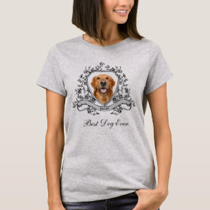 Your Dog's Photo in a Floral Crest Best Dog Ever T-Shirt