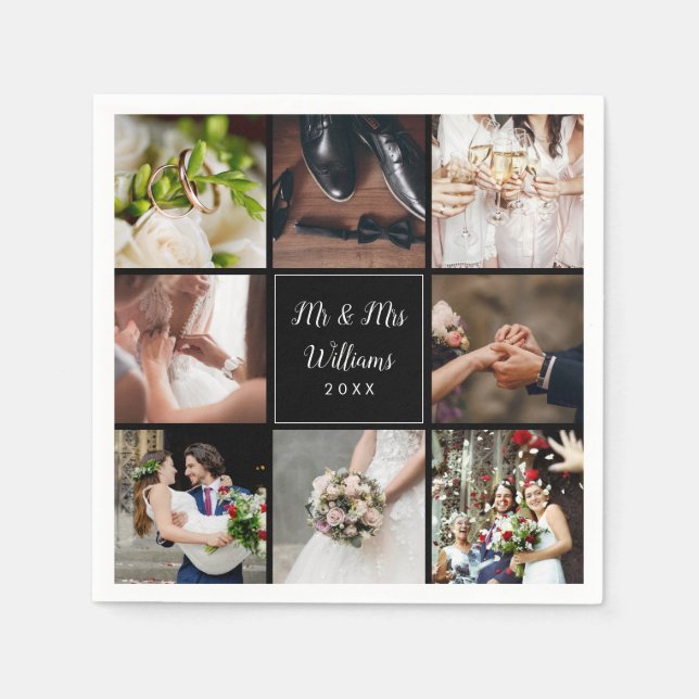 Your Eight Favourite Wedding Photos Collage Napkin (Front)