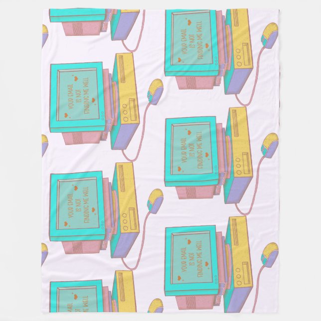 Your Email Is Not Finding Me Well Funny Retro Fleece Blanket (Front)