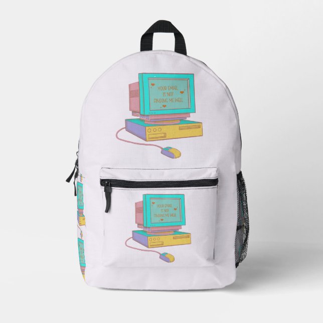 Your Email Is Not Finding Me Well Funny Retro Printed Backpack (Front)