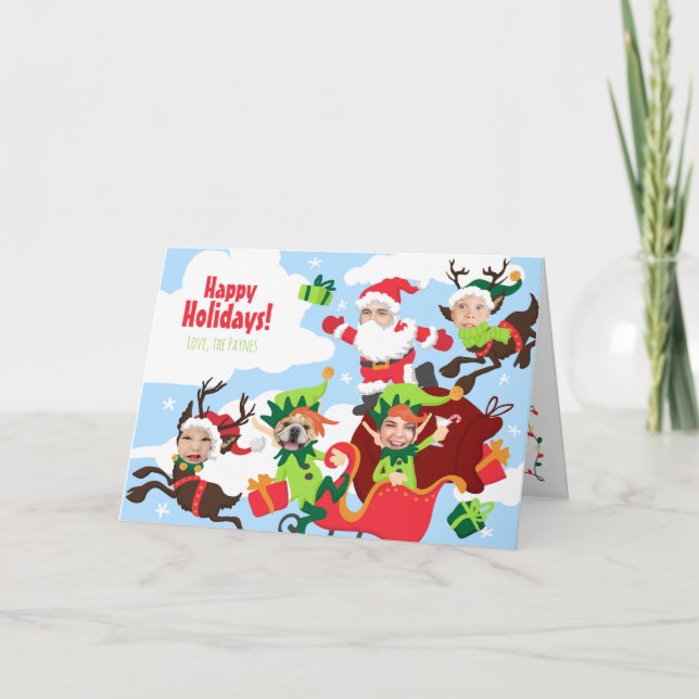 Your Face Here! Family of 5 Funny Christmas Holiday Card (Front)