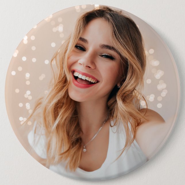 Your face on a birthday 6 cm round badge (Front)