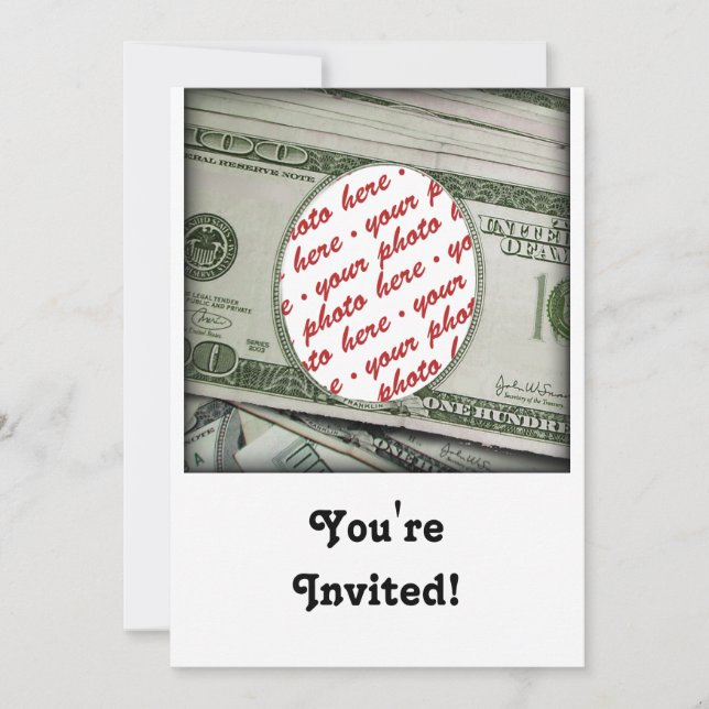 Your Face on the $100 Bill! Add-A-Photo Invitation (Front)