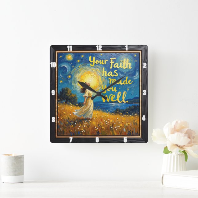 Your Faith has made you well Square Wall Clock (Home)
