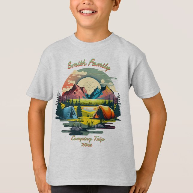 "Your Family" Camping Trip 20xx Custom Boy's T-Shirt (Front)