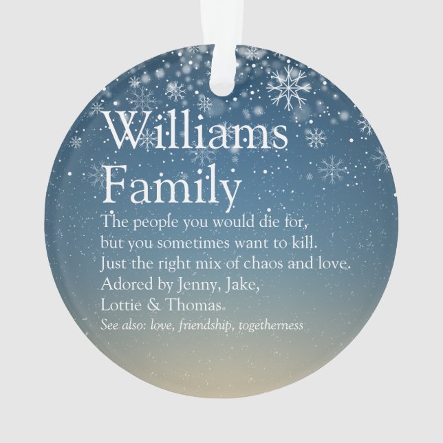 Your Family Definition Photo Christmas Ornament (Back)