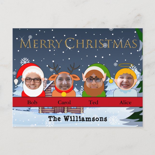 Your Family is Santa Reindeer Elf and Angel Photo Postcard (Front)