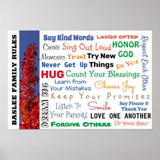 YOUR FAMILY NAME FAMILY RULES Art Sign