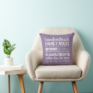 Your Family Name Family Rules & Established Date Cushion