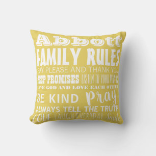 Your Family Name Family Rules & Established Date Cushion