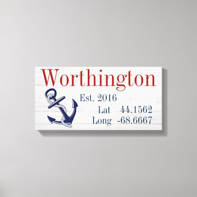 Your Family Name Latitude and Longitude Canvas Print (Front)