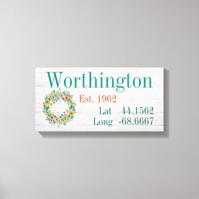 Your Family Name Latitude and Longitude Canvas Print (Front)