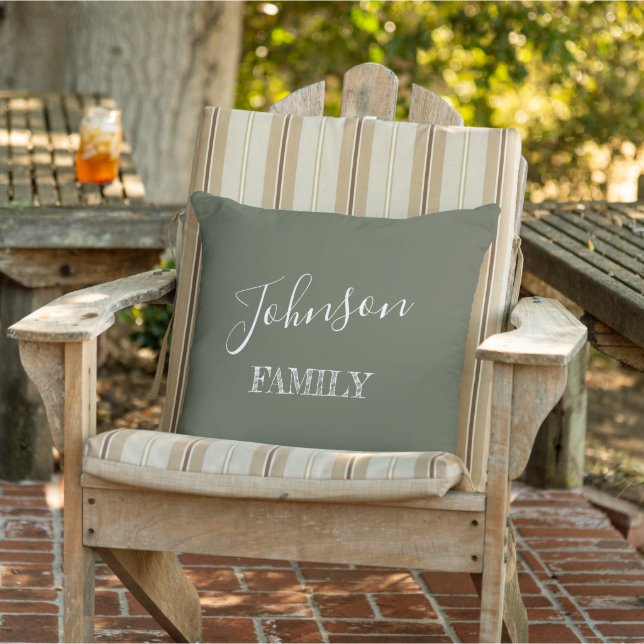 Your Family Name Personalised Chive Green Cushion (Chair)