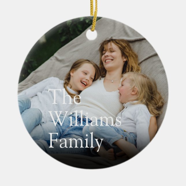 Your Family Photo and Definition Modern Fun Ceramic Tree Decoration (Front)