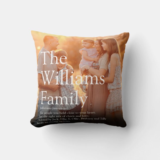 Your Family Photo and Definition Modern Fun Cushion (Front)