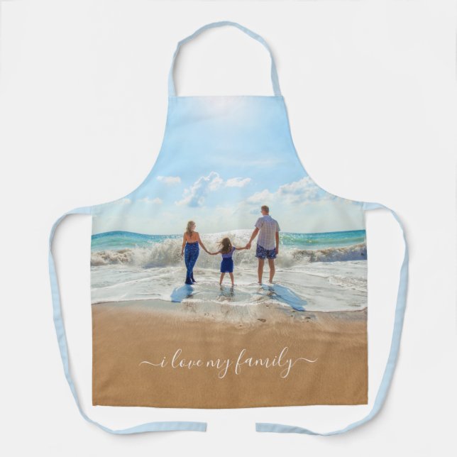 Your Family Photo Apron Text - I Love My Family (Front)