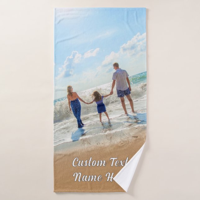 Your Family Photo Bath Towel Set Custom Text Name (Bath Towel)