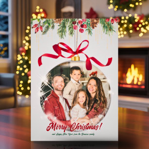 Your Family Photo Christmas Ornament Holiday Card