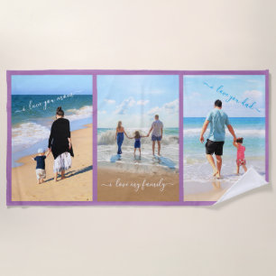 Your Family Photo Collage Beach Towel with Text
